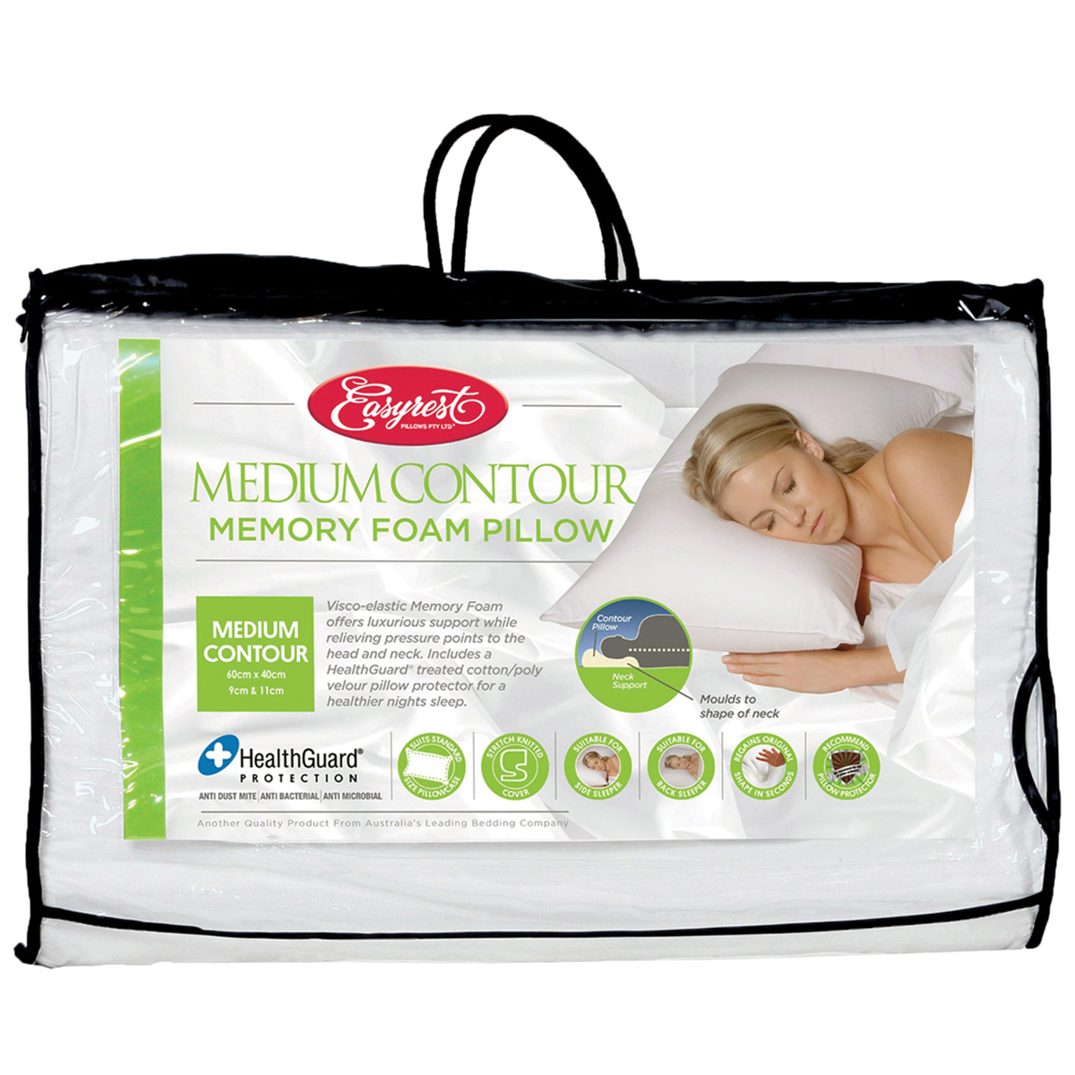 Easy Rest Memory Foam Contour Pillow Medium