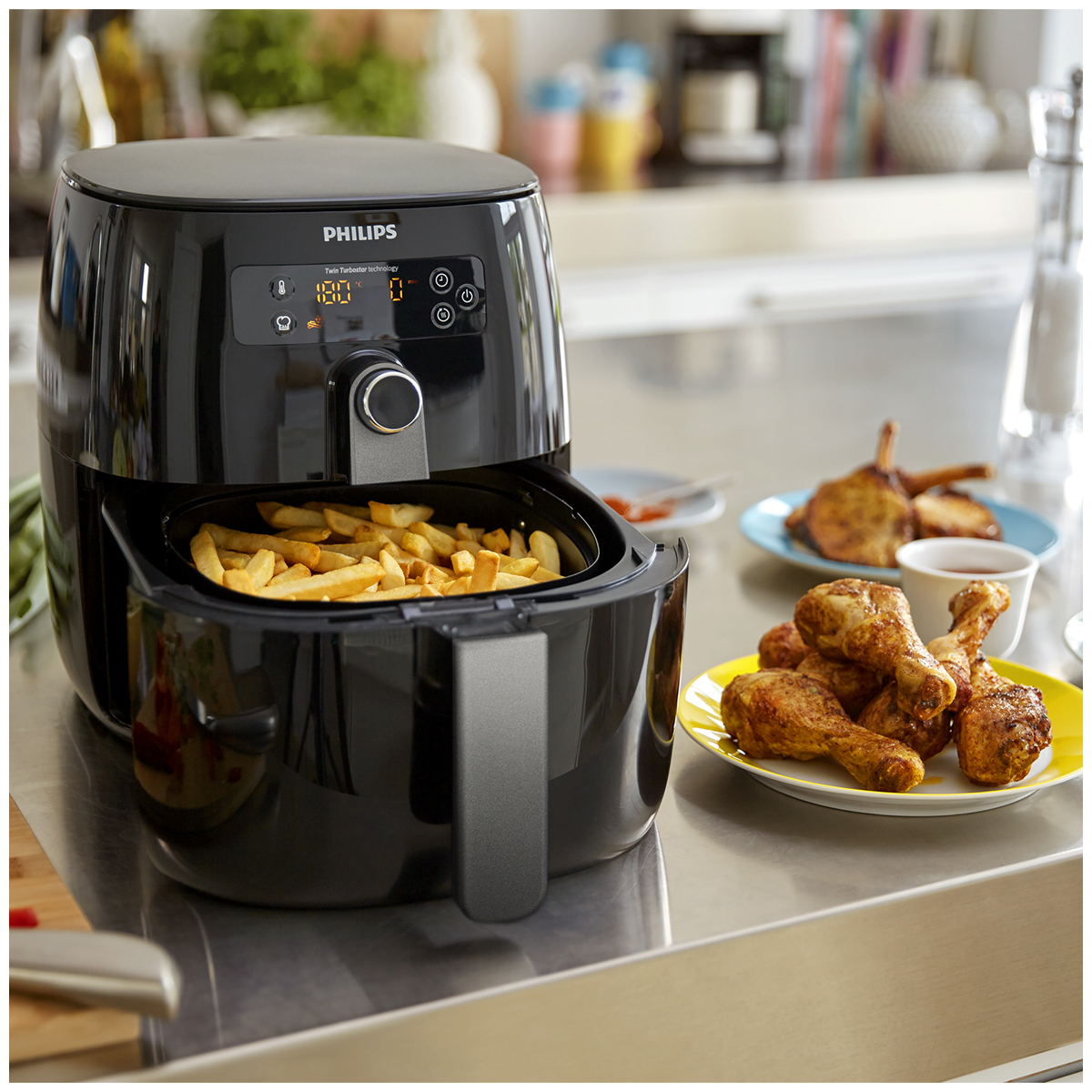 Philips Twin Turbostar Digital Airfryer With Lid Black HD9742/93