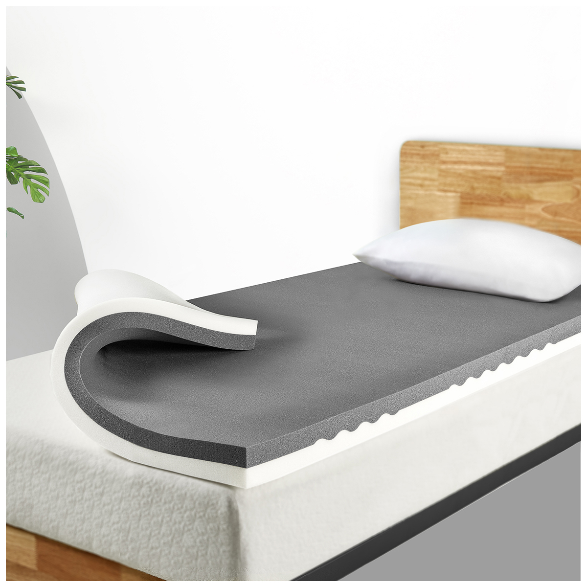 Blackstone Charcoal Memory Foam Single Mattress Topper Single