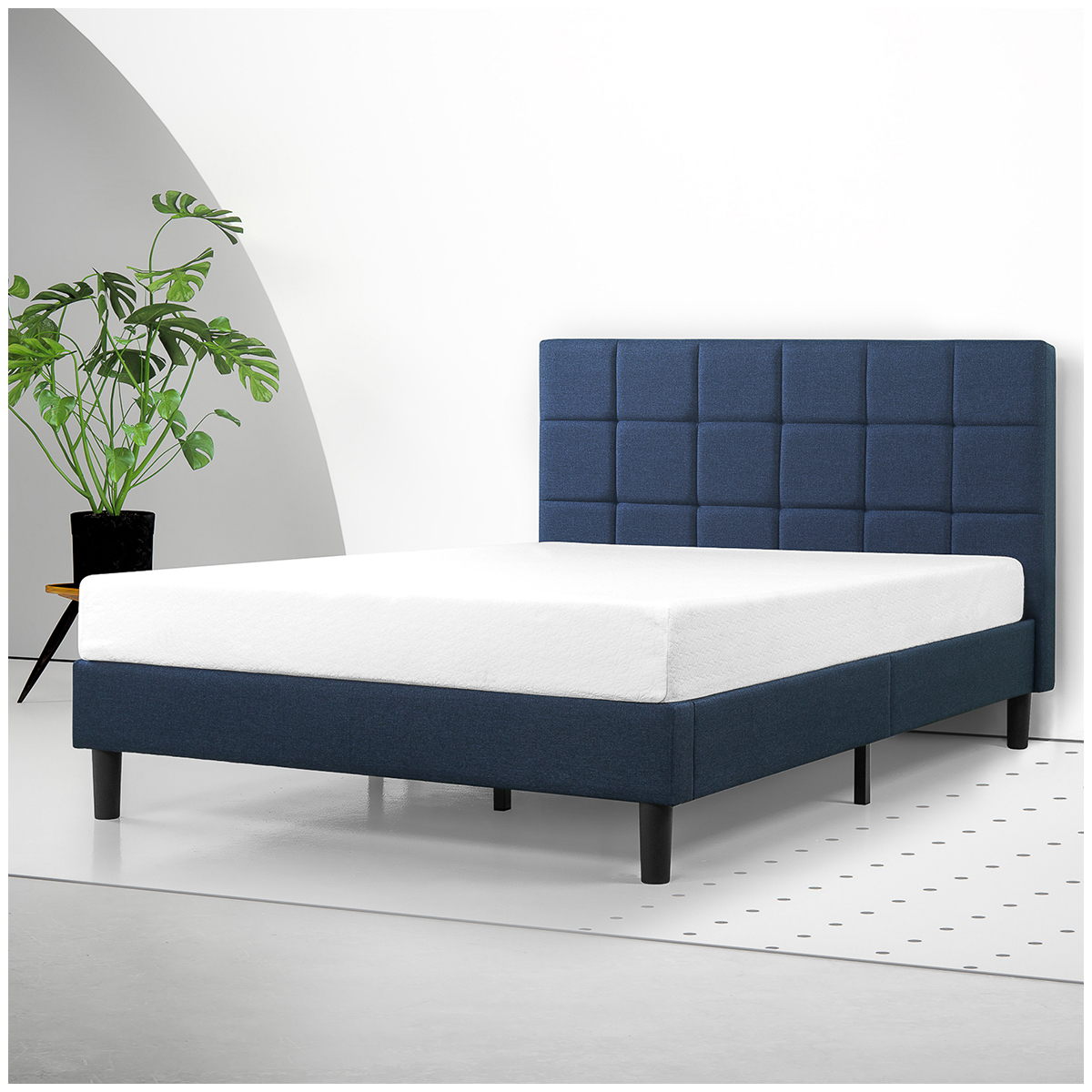 Blackstone Upholstered Square Stitched Platform Double Bed ...