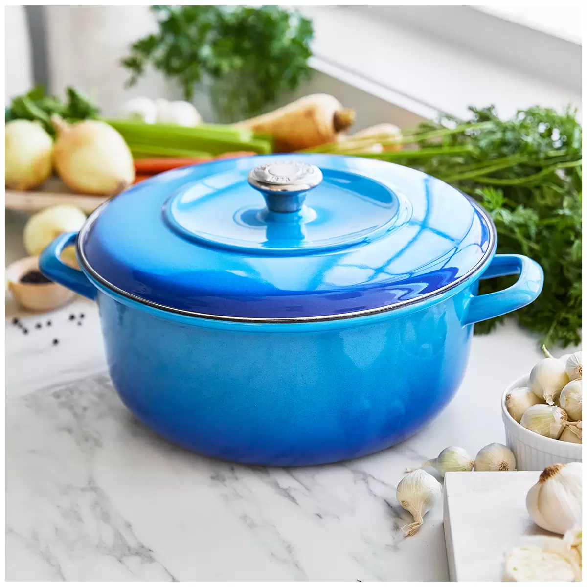 Merton & Storck Enameled Iron Dutch Oven 5L Caribbean Blue