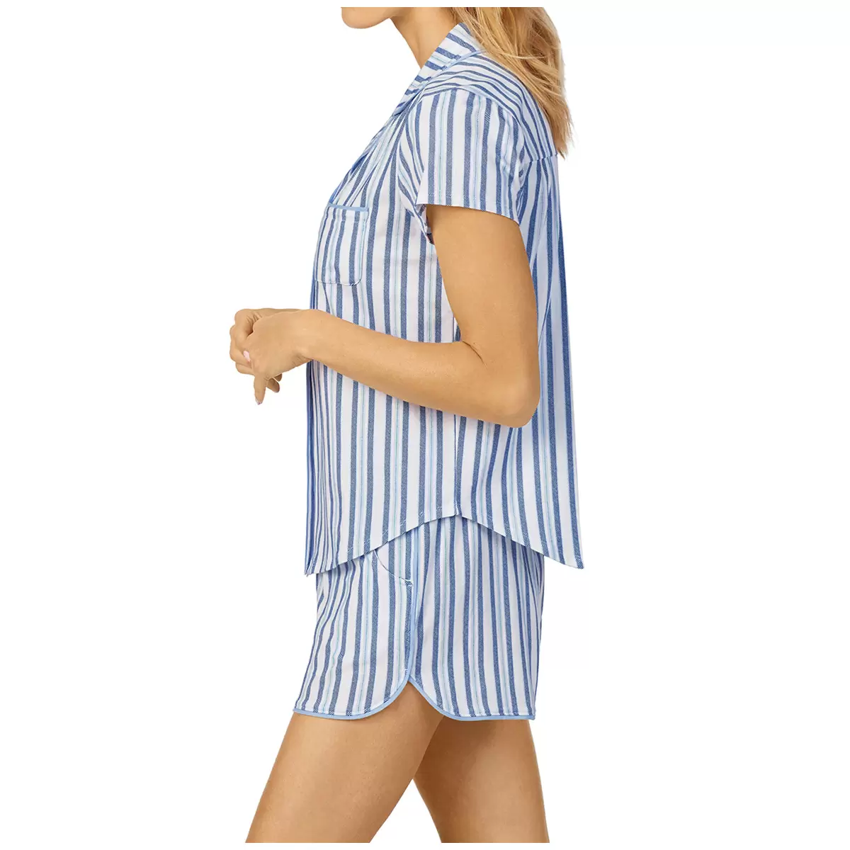 Jane & Bleecker Notch Collar Shorty PJ Set - Blue Stripe