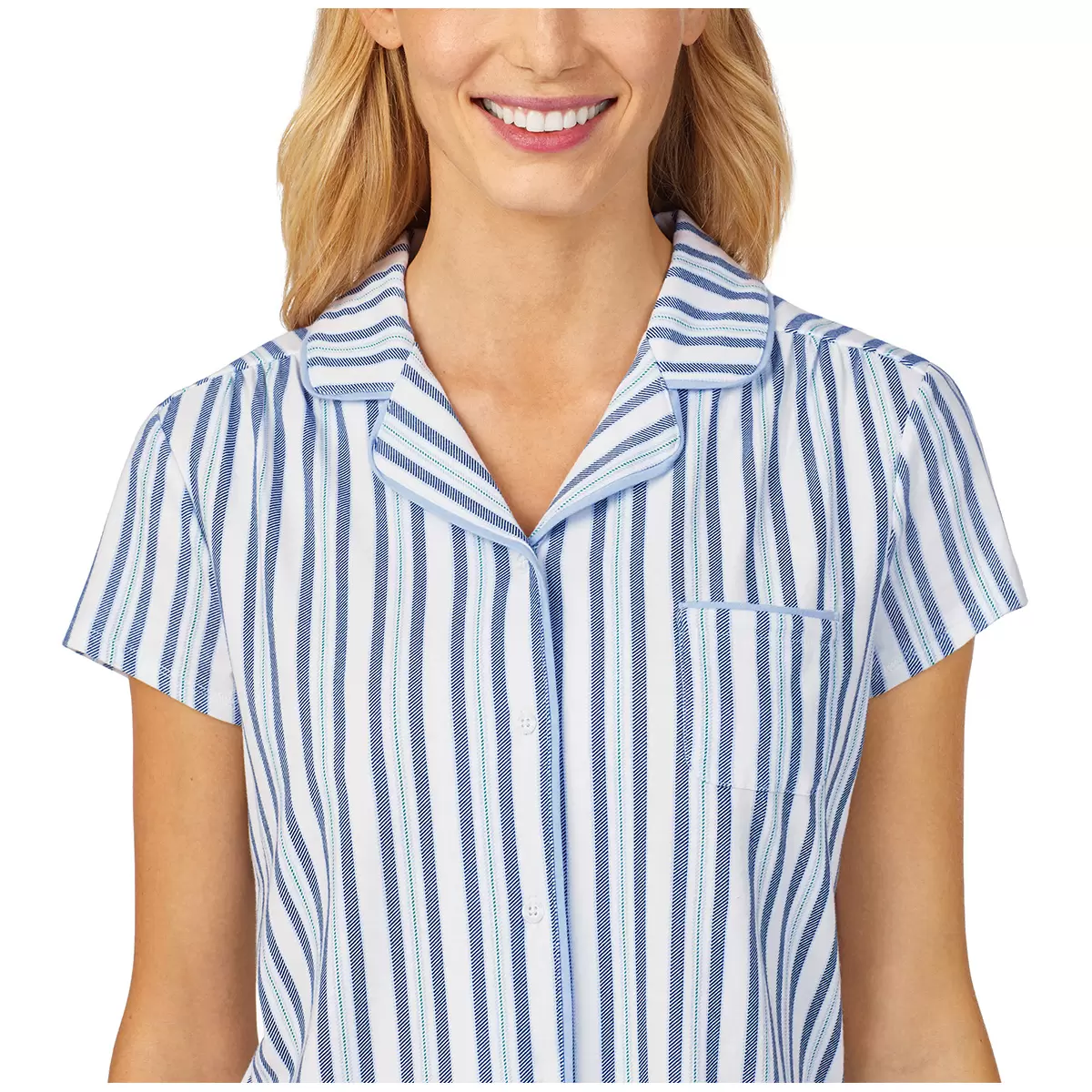 Jane & Bleecker Notch Collar Shorty PJ Set - Blue Stripe