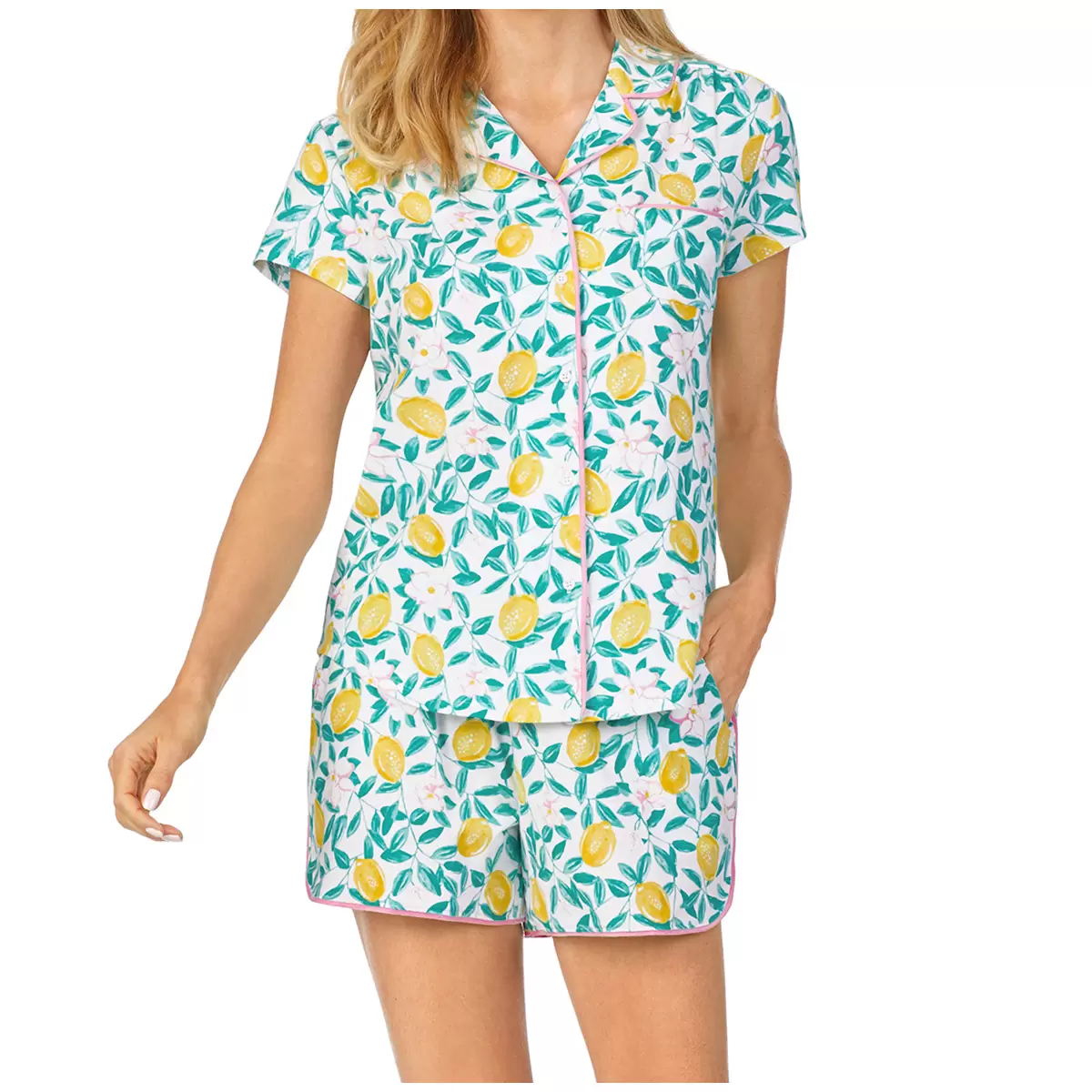 Jane & Bleecker Notch Collar Shorty PJ Set - Lemon