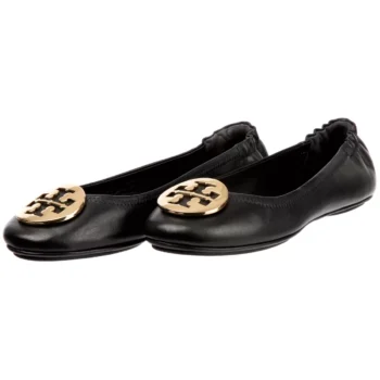 Tory Burch Minnie Travel Logo Ballerina Flats - Black Gold