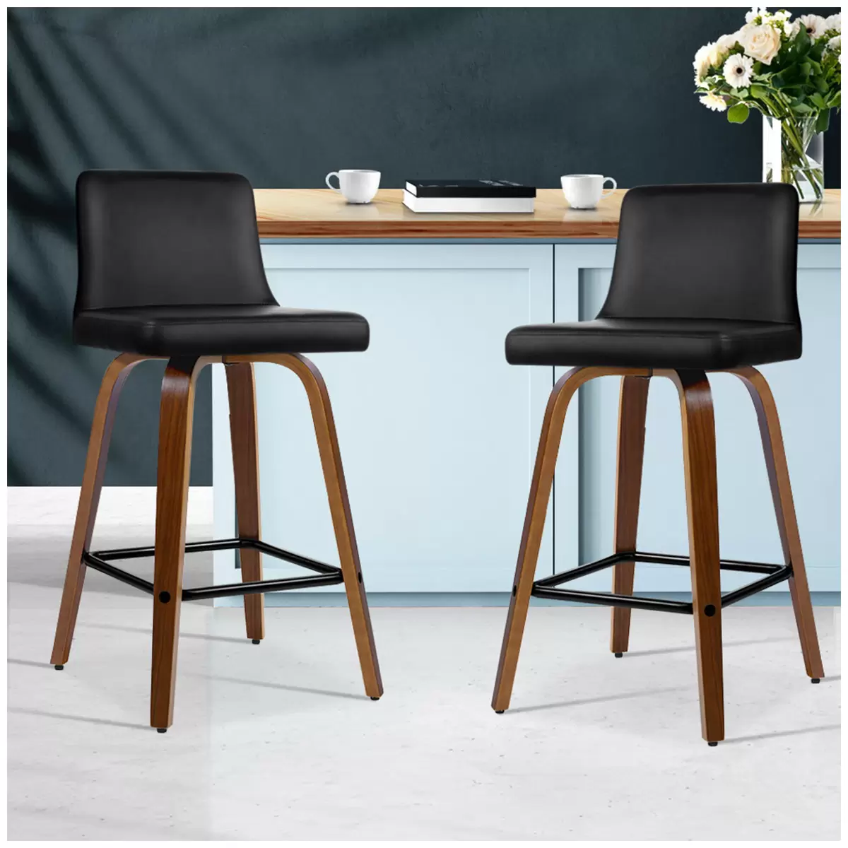 Artiss Black Walnut 2PK Felipe Barstool