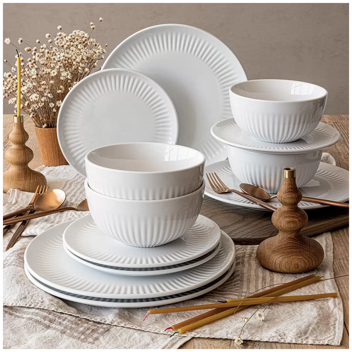 overandback Porcelain Dinnerware Set 12 Piece