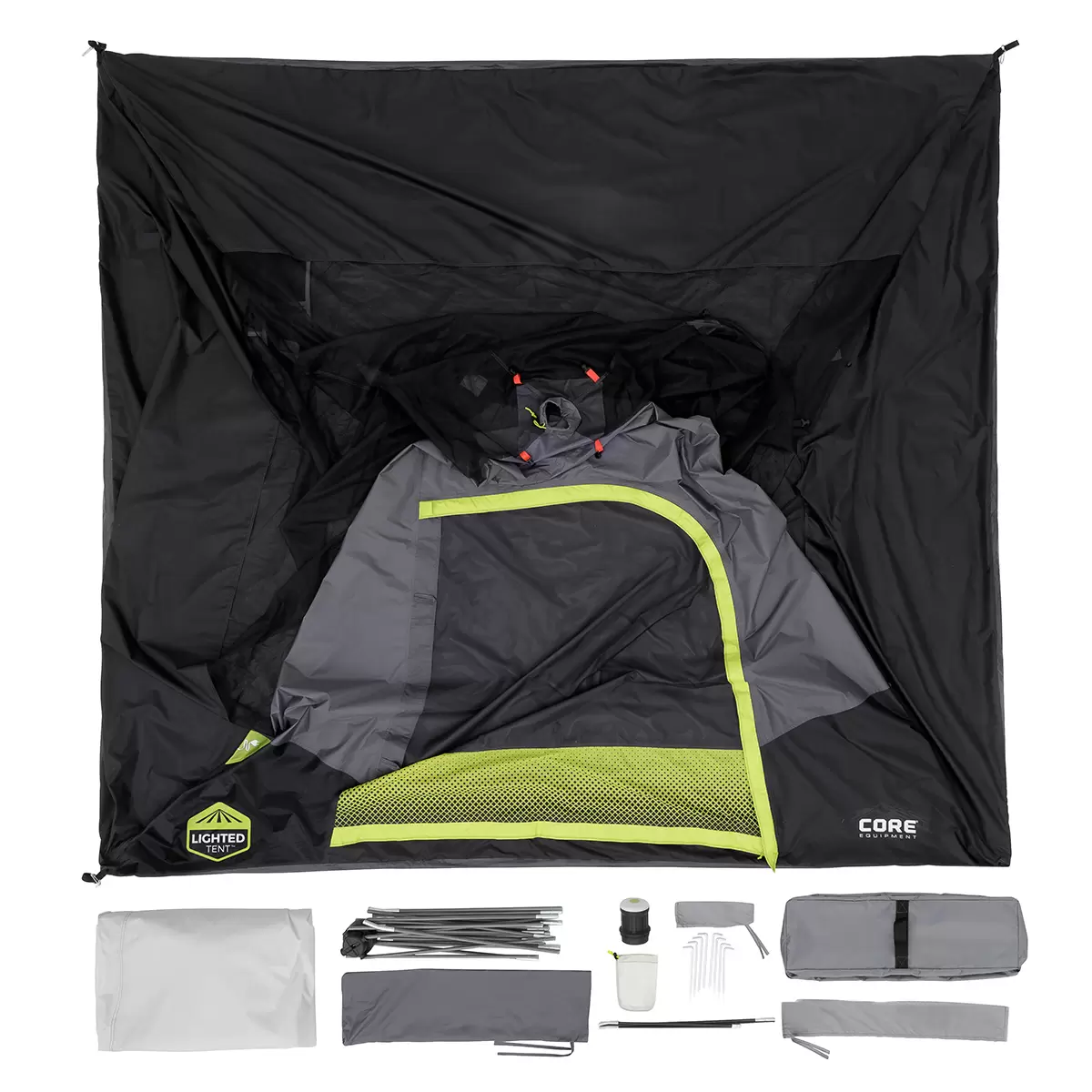 CORE 6 Person Lighted Blockout Tent with Full Rainfly