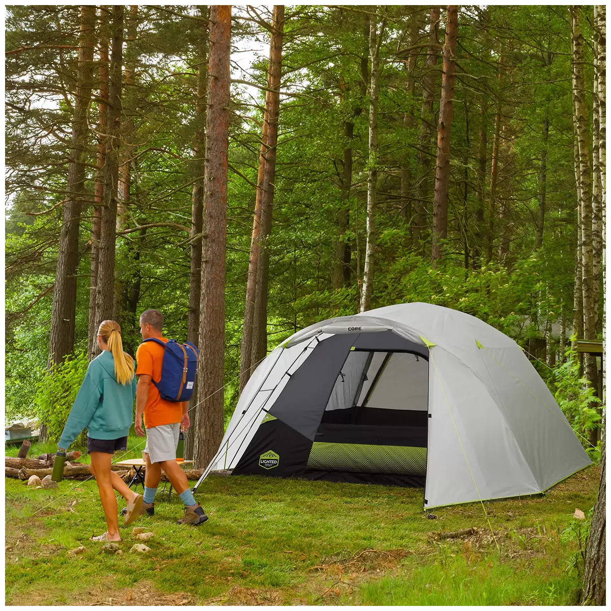 CORE 6 Person Lighted Blockout Tent with Full Rainfly