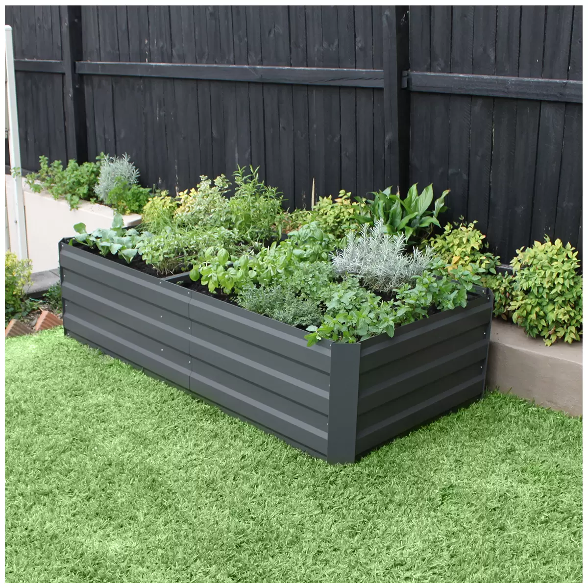 Green Life LARGE GARDEN BED with Cover - Charcoal