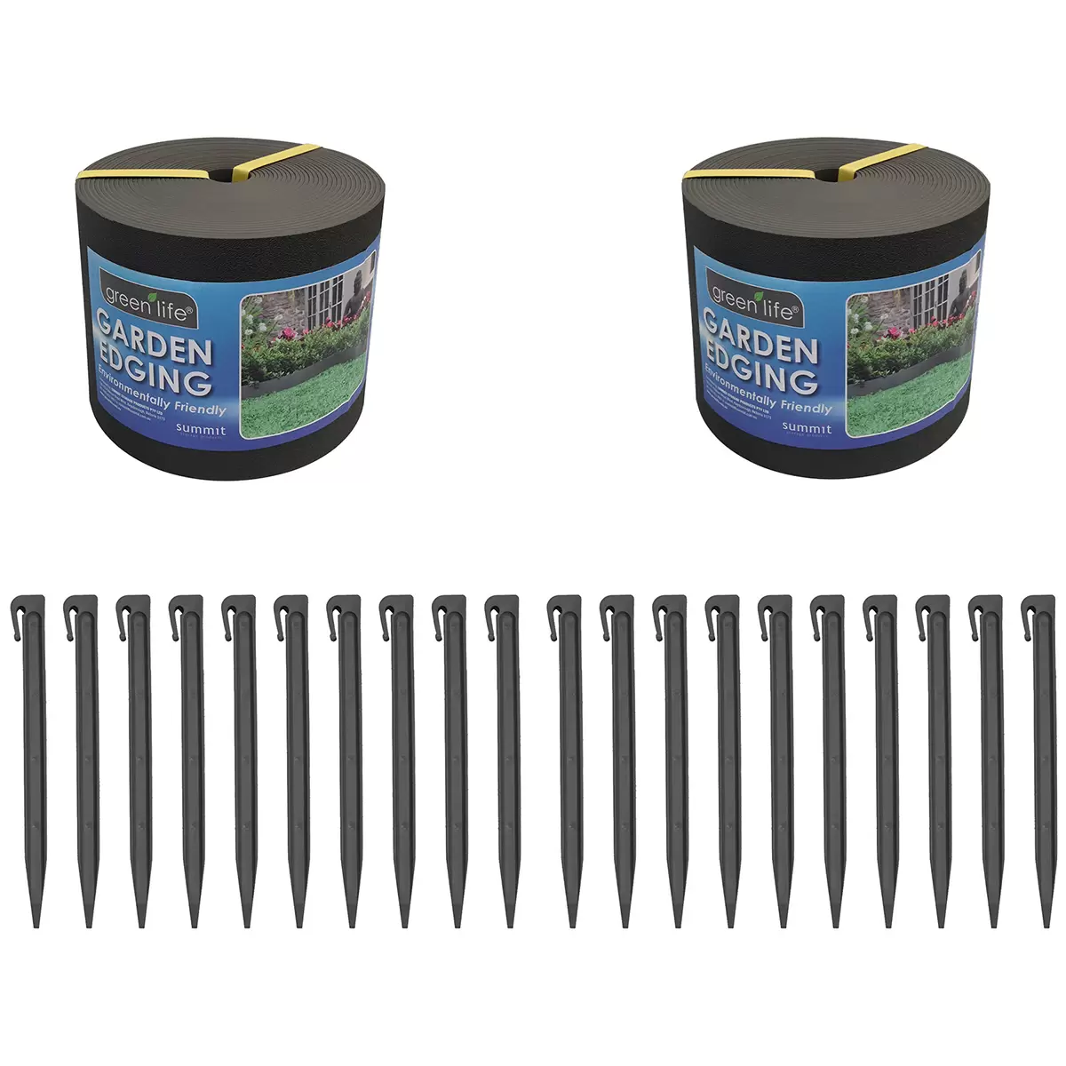 Green Life 2 Pack Plastic Edging 150Mm - Black