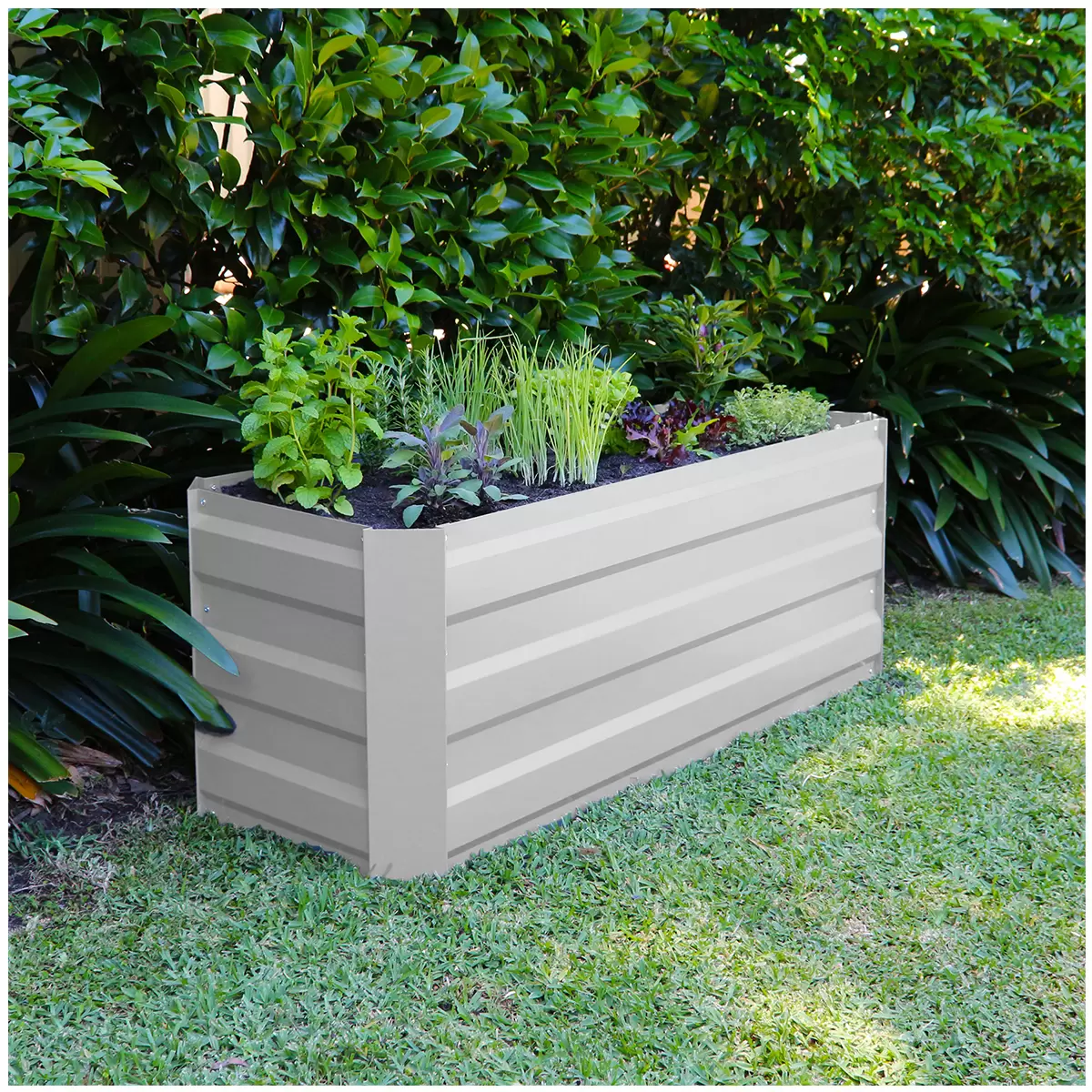 Green Life Slimline GARDEN BED - White