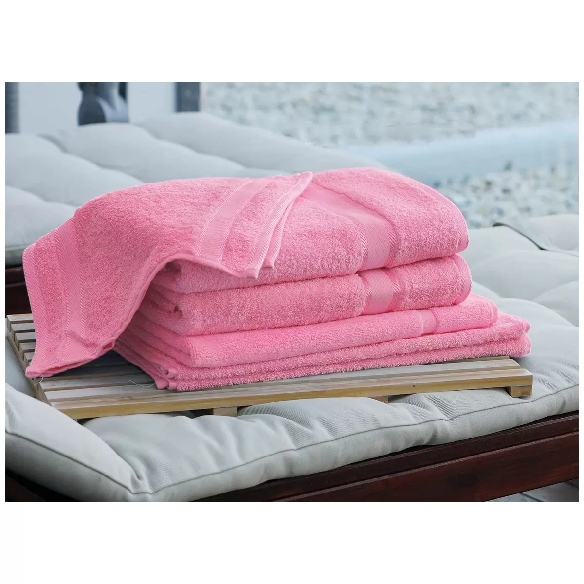 Kingtex Plain dyed 100% Combed Cotton towel range 550gsm Bath Sheet set 7 piece - Lip Gloss