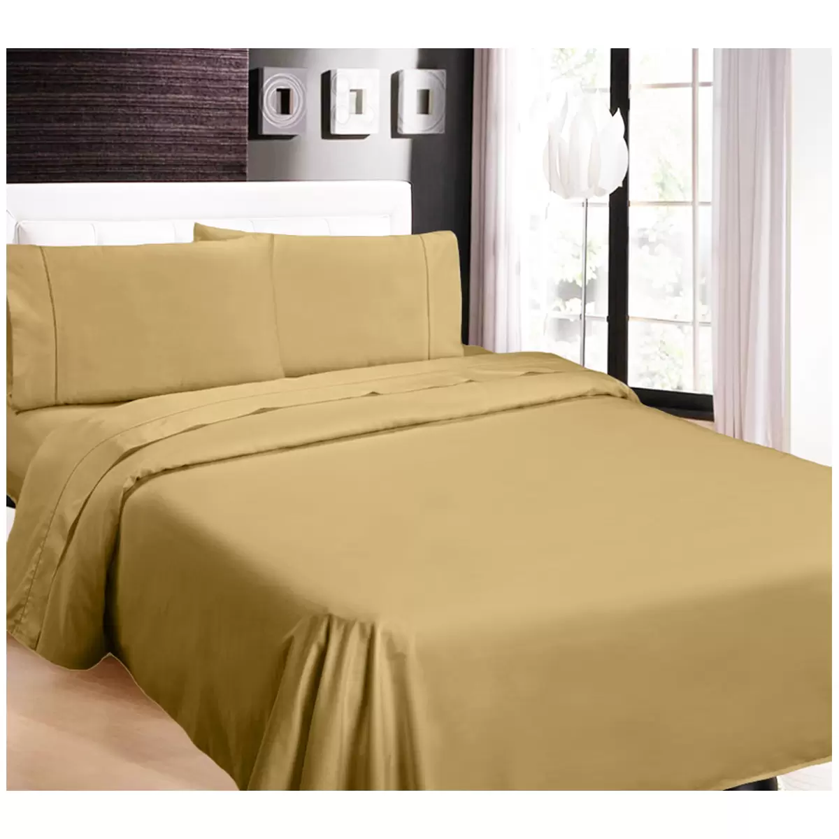 Kingtex 1100 Thread Count RAMESSES Cotton Sateen Sheet Set King - Latte