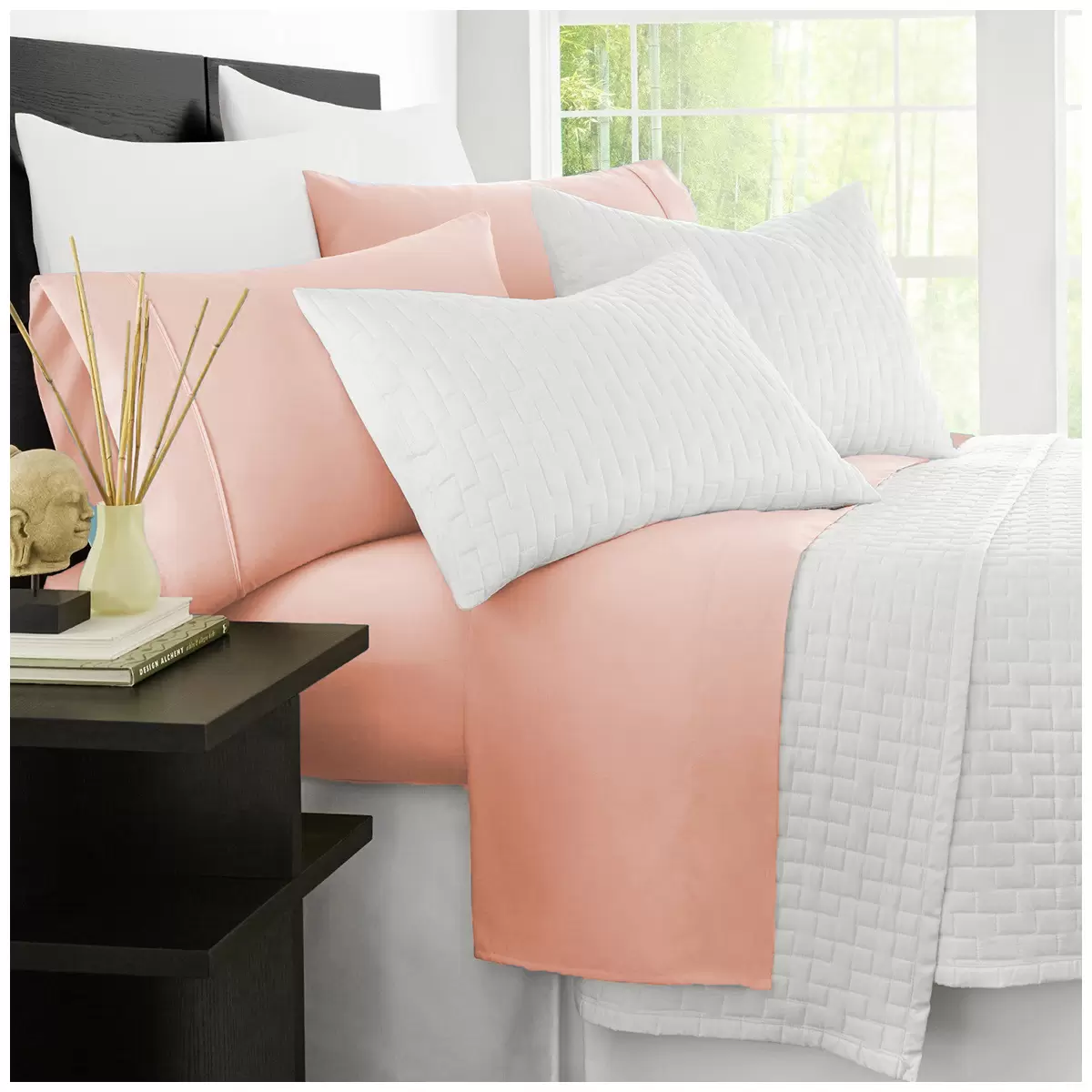 Kingtex Bamboo Cooling 2000TC Sheet Set Double - Tea Rose