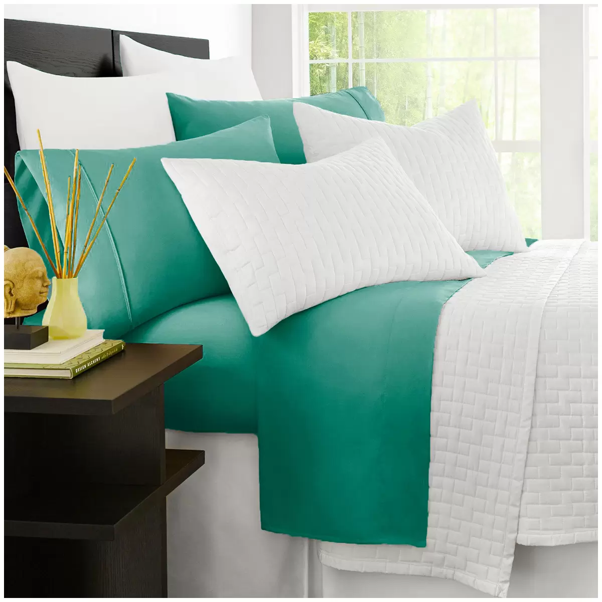 Kingtex Bamboo Cooling 2000TC Sheet Set Queen - Teal