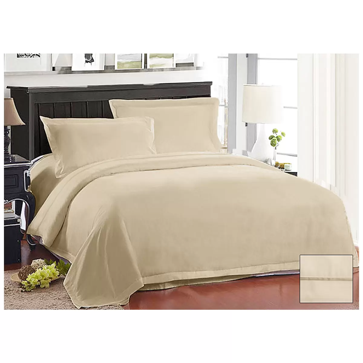 Kingtex American Pima 1000TC Quilt Cover Set Queen - Linen