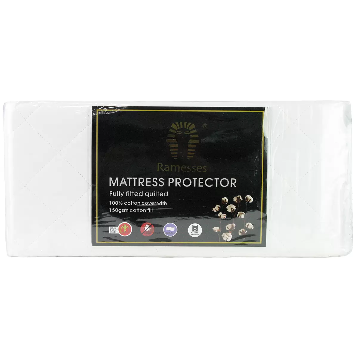 Cotton Fitted Mattress Protector-Queen White