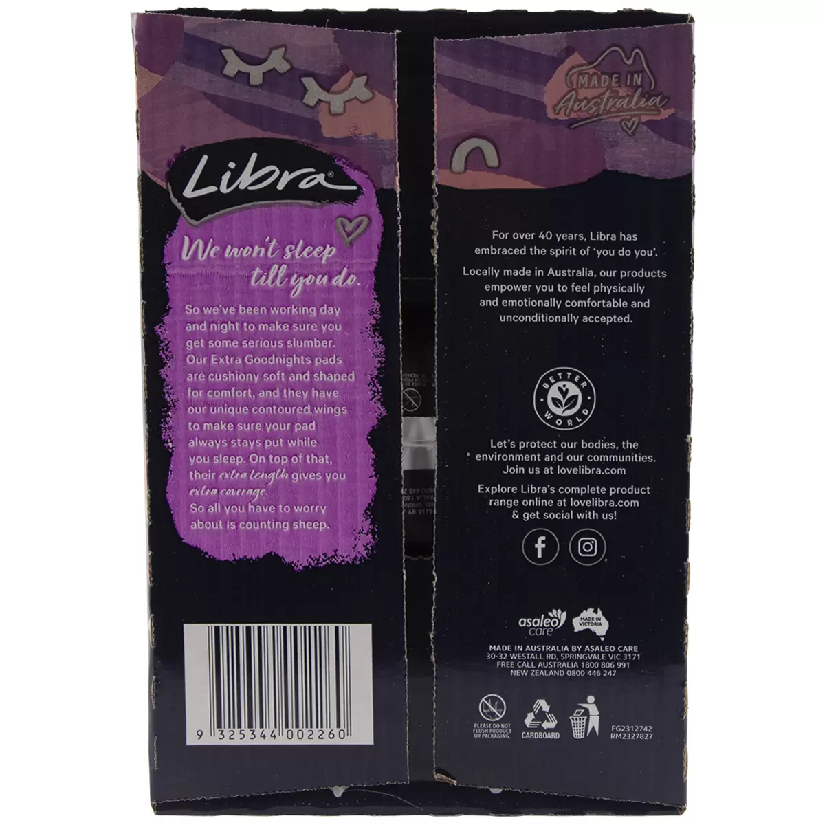 Libra Extra Long Goodnight Pads With Wings 60 Pack