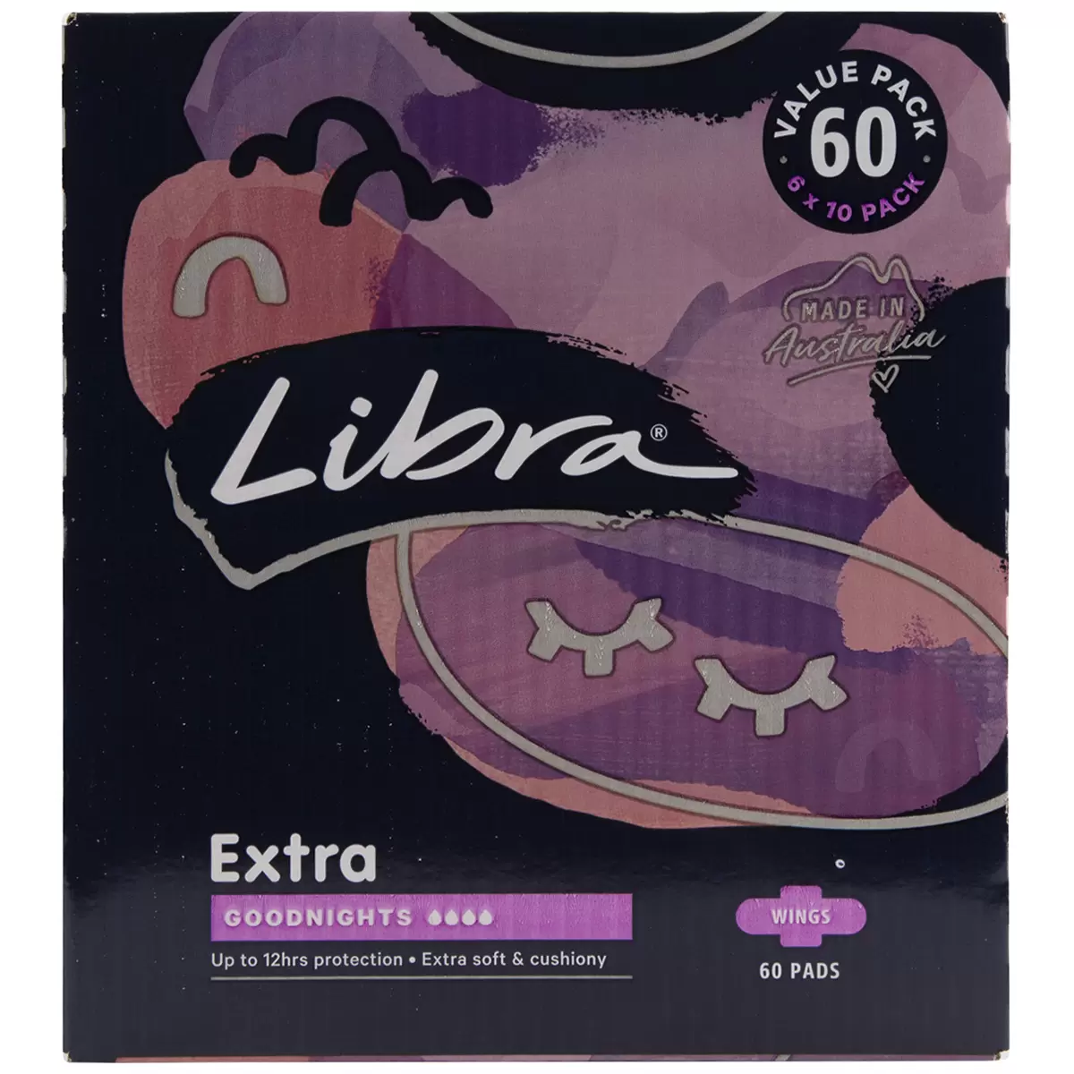 Libra Extra Long Goodnight Pads With Wings 60 Pack