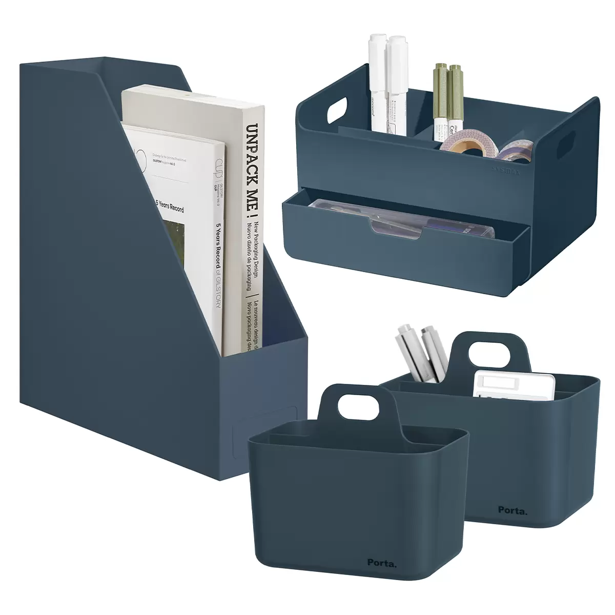 Litem Desk Organiser Set Prussian Blue