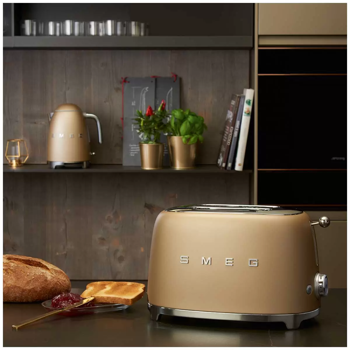 Smeg 50's Style Toaster 2 Slice Matte Champagne TSF01CHMAU