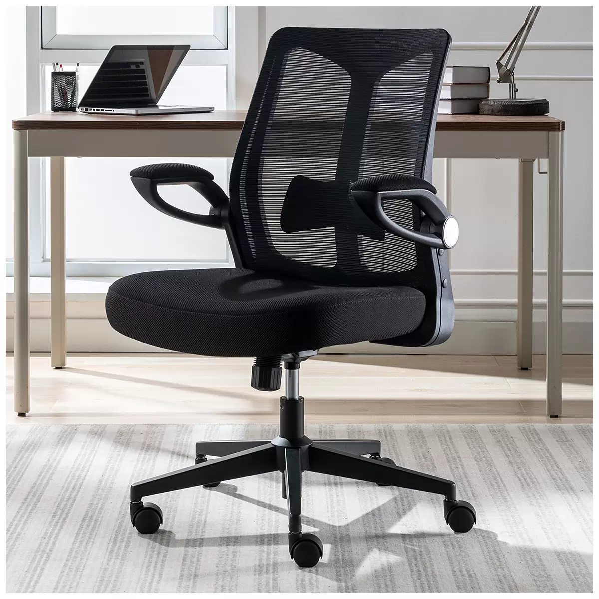 True Innovations Mesh Chair With Flip Up Arms Black