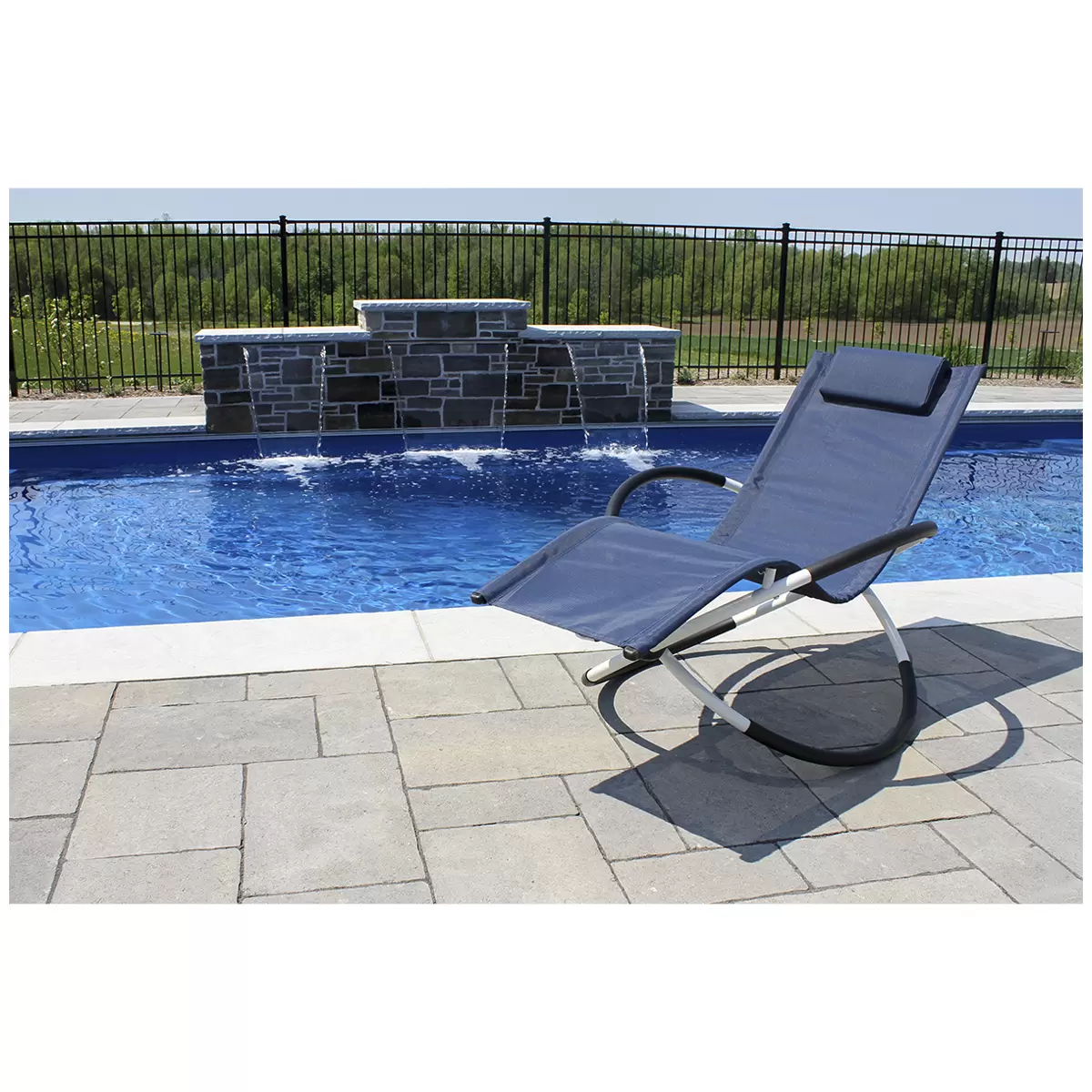 Single Orbital Outdoor Lounger Navy White