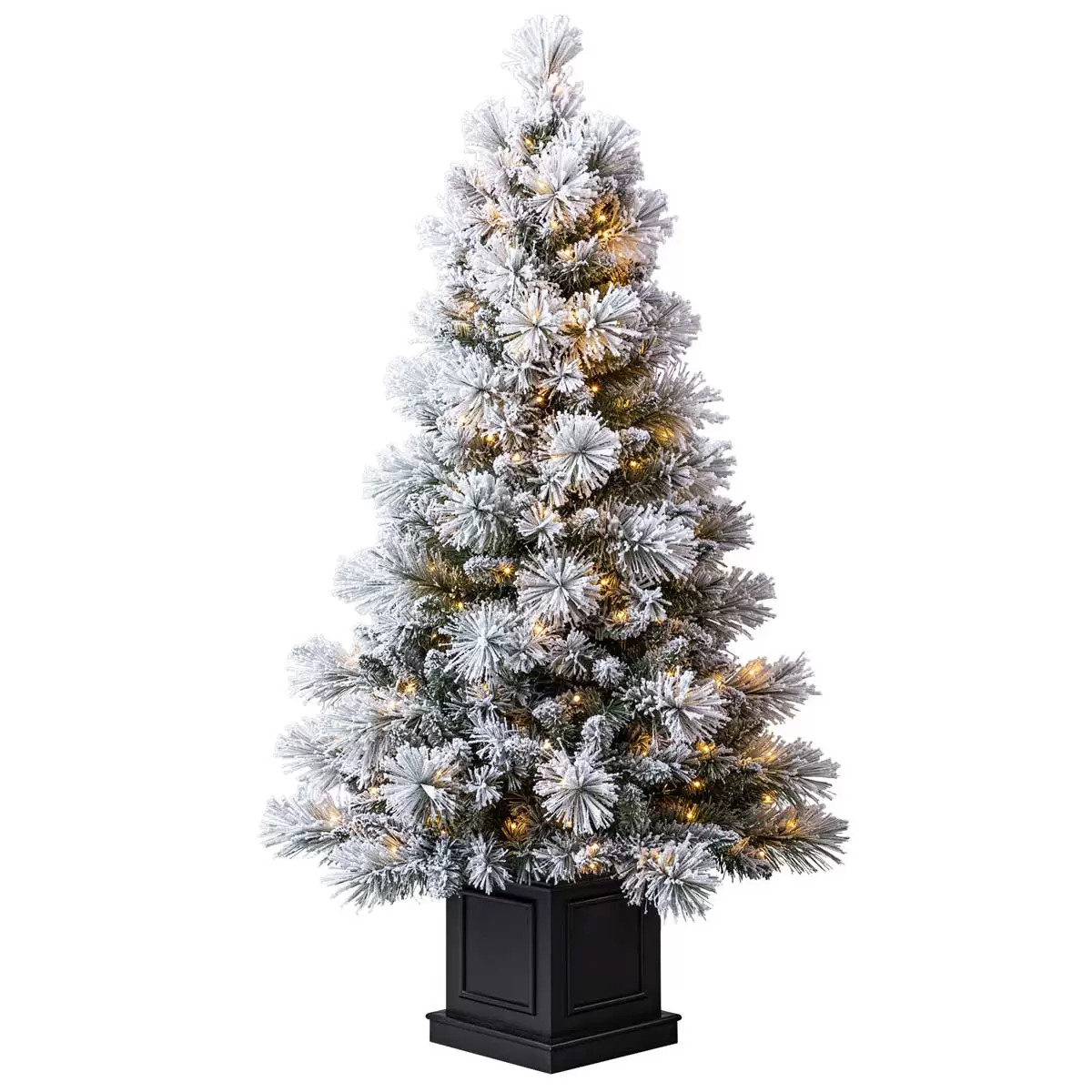 Pre-Lit Glitter Flocked Potted Artificial Christmas Tree 1.37M