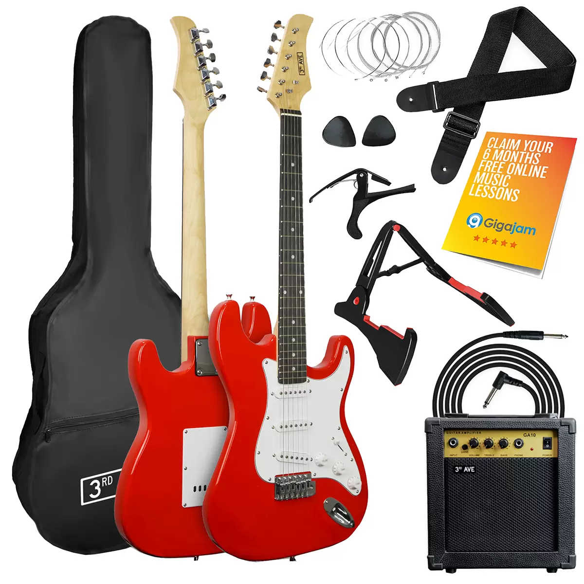 3rd Avenue Electric Guitar Pack Red NM-XF203ARDPK