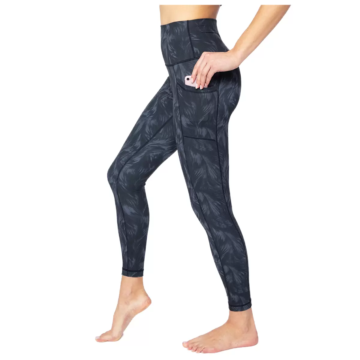 91 Degree Feather Palm Tree Ankle Legging Black