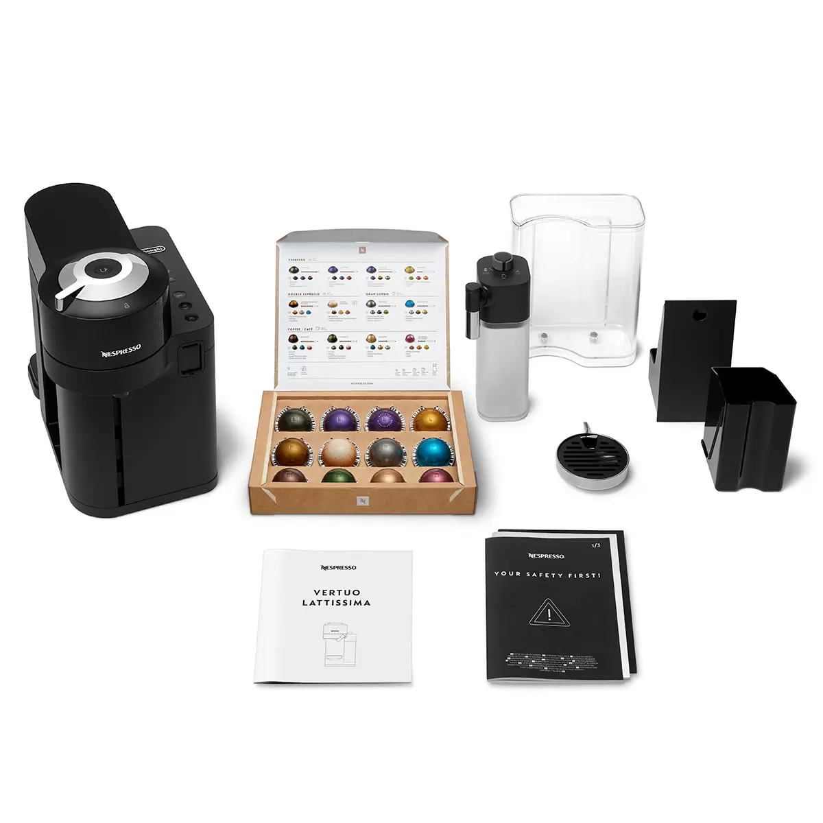 Nespresso De'longhi Vertuo Lattissima ENV300 Capsule Coffee Machine Black