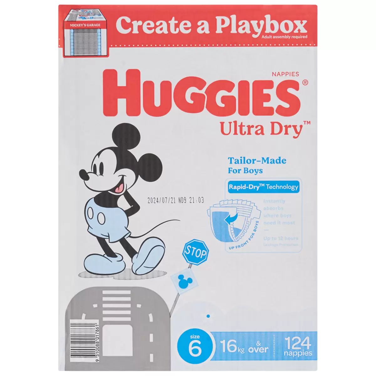 Huggies Boys' Ultra Dry Nappies Size 6 Junior 16kg And Over 124 Nappies