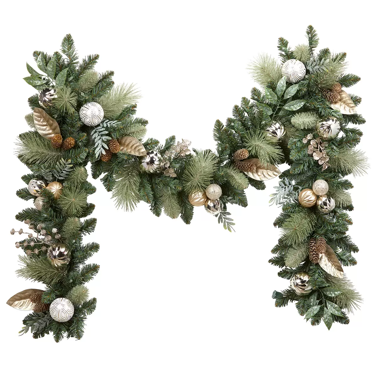 Pre-Lit Decorated Garland White Gold 2.74M