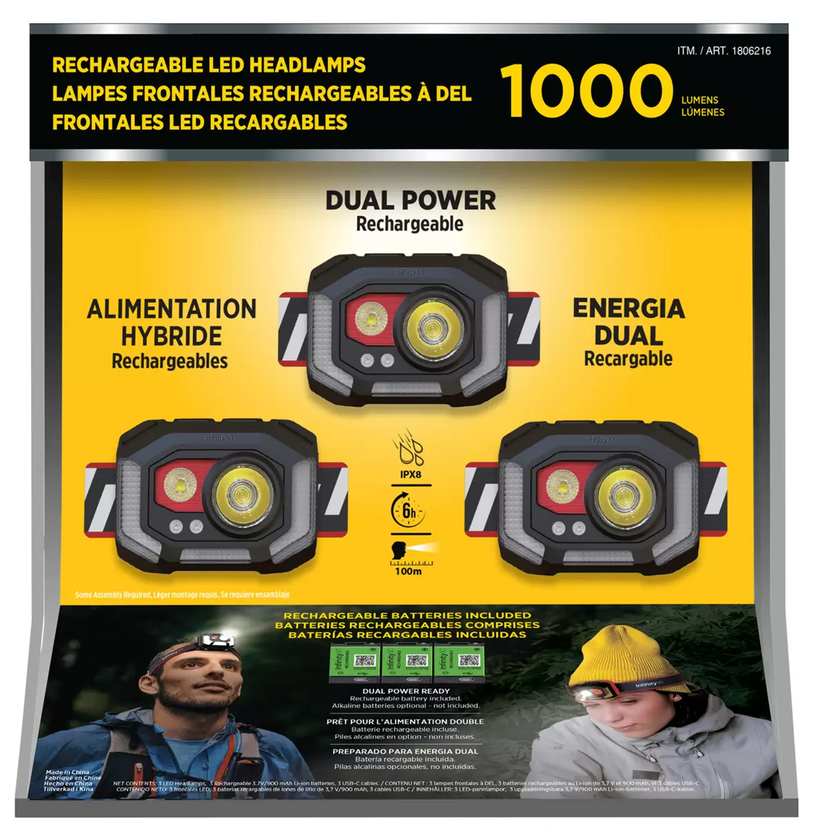 Infinity X1 Rechargeable Headlamp 1000 Lumen 3 Pack