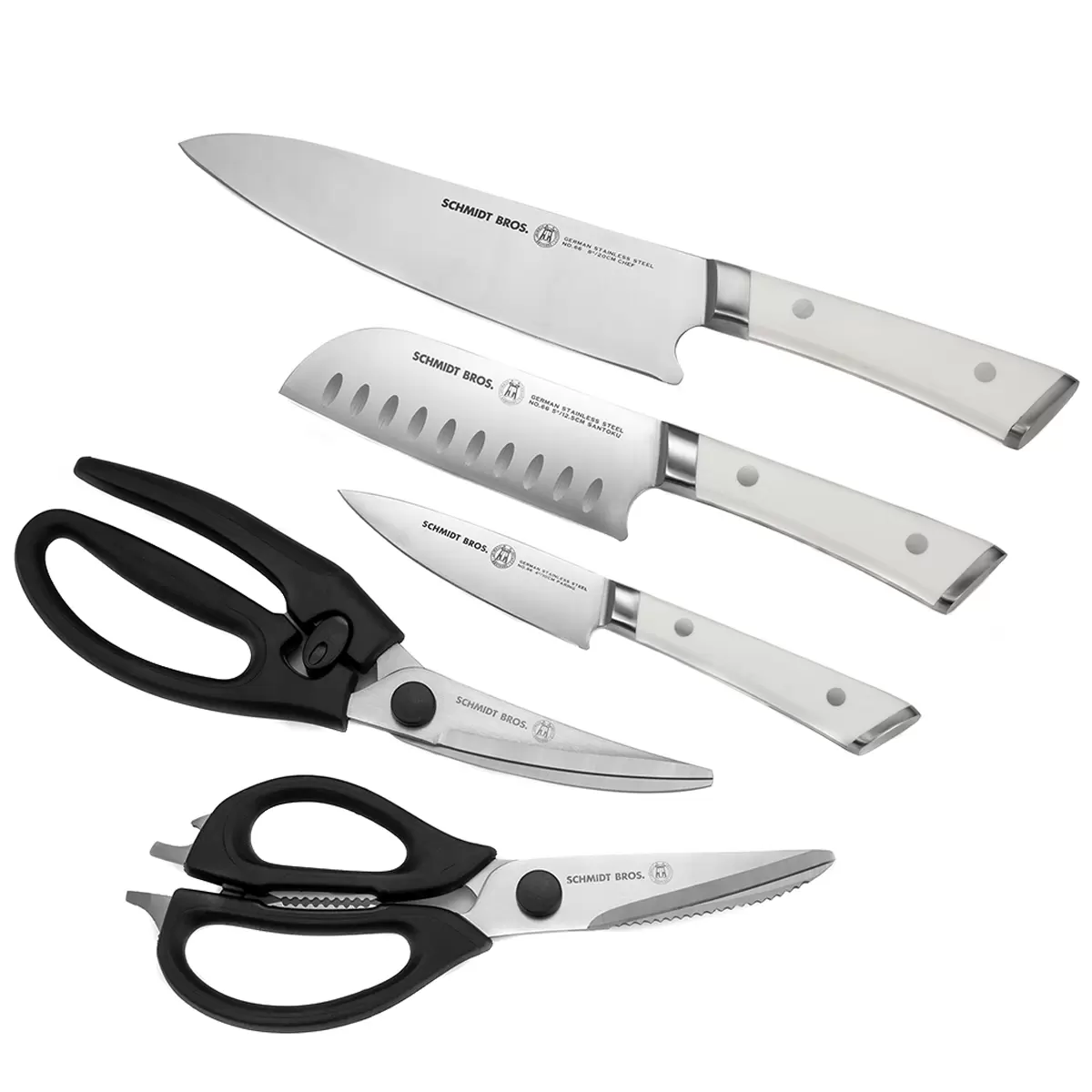 Schmidt Brothers Knives and Shears 5 Piece Set White