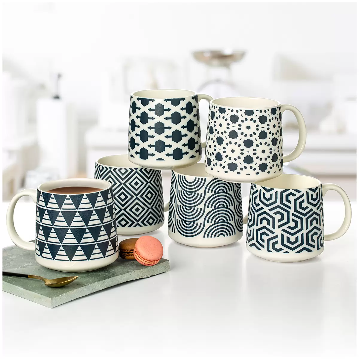 Signature Housewares Blue Print Mug 6 Piece Set