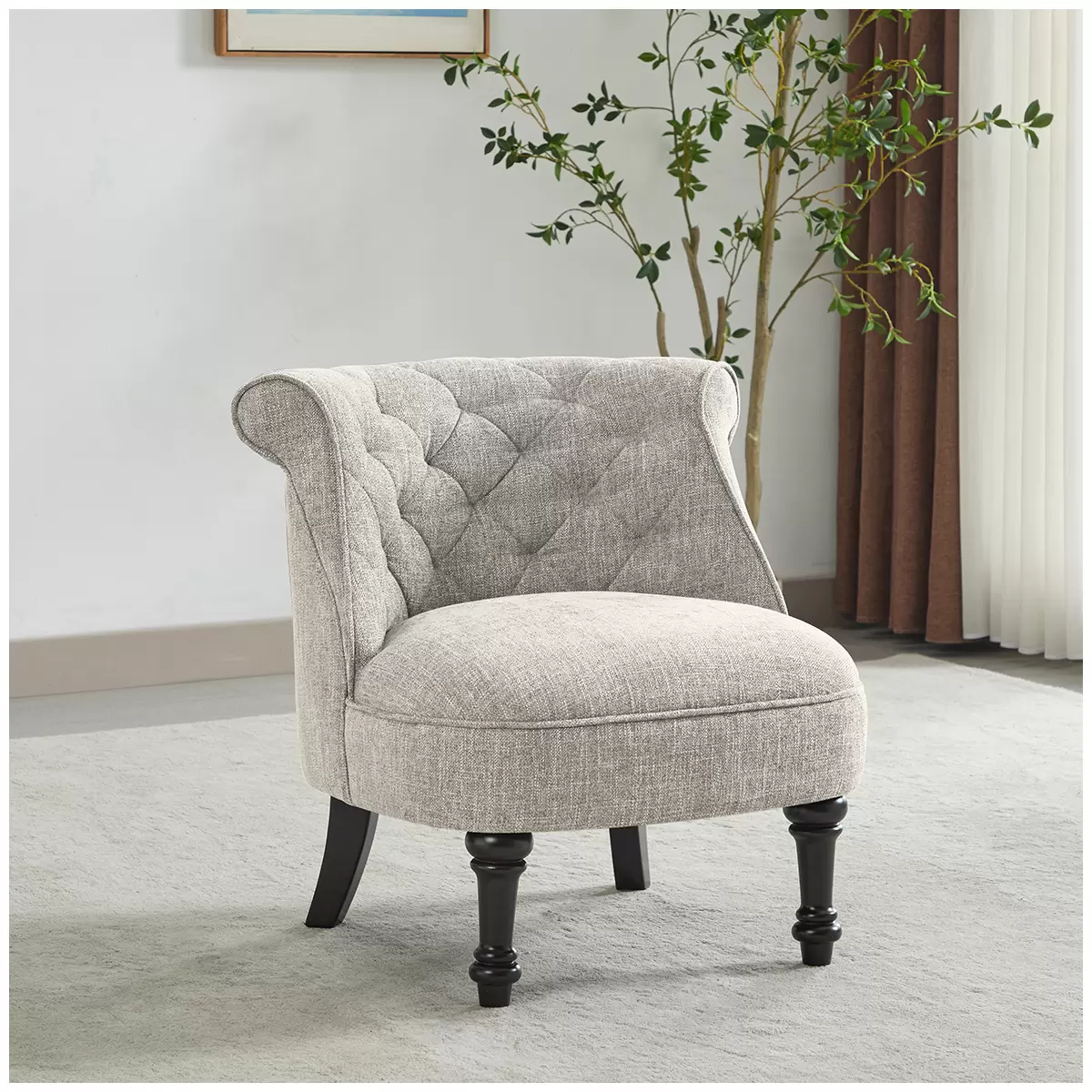 Slipper Accent Chair Light Grey