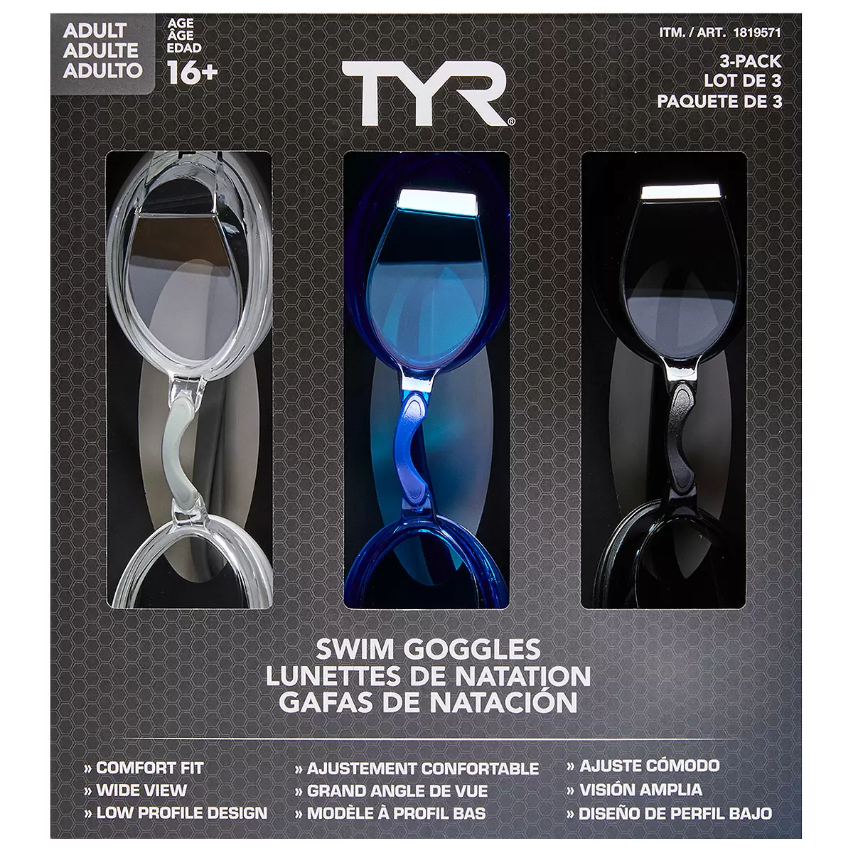 TYR Adult Goggle 3 Pack